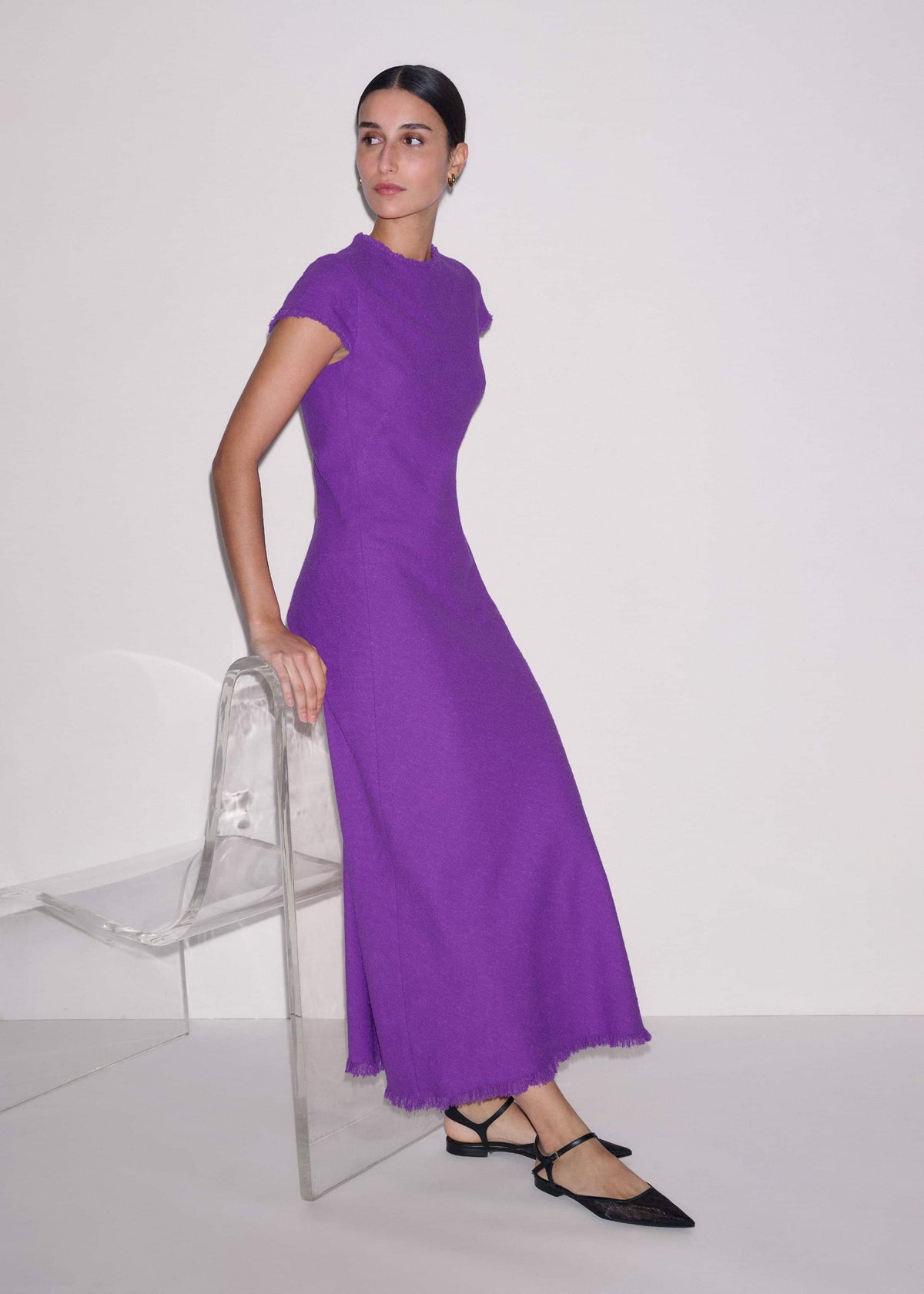 ME+EM Clothing Purple Bias Cut AM-PM Maxi Dress