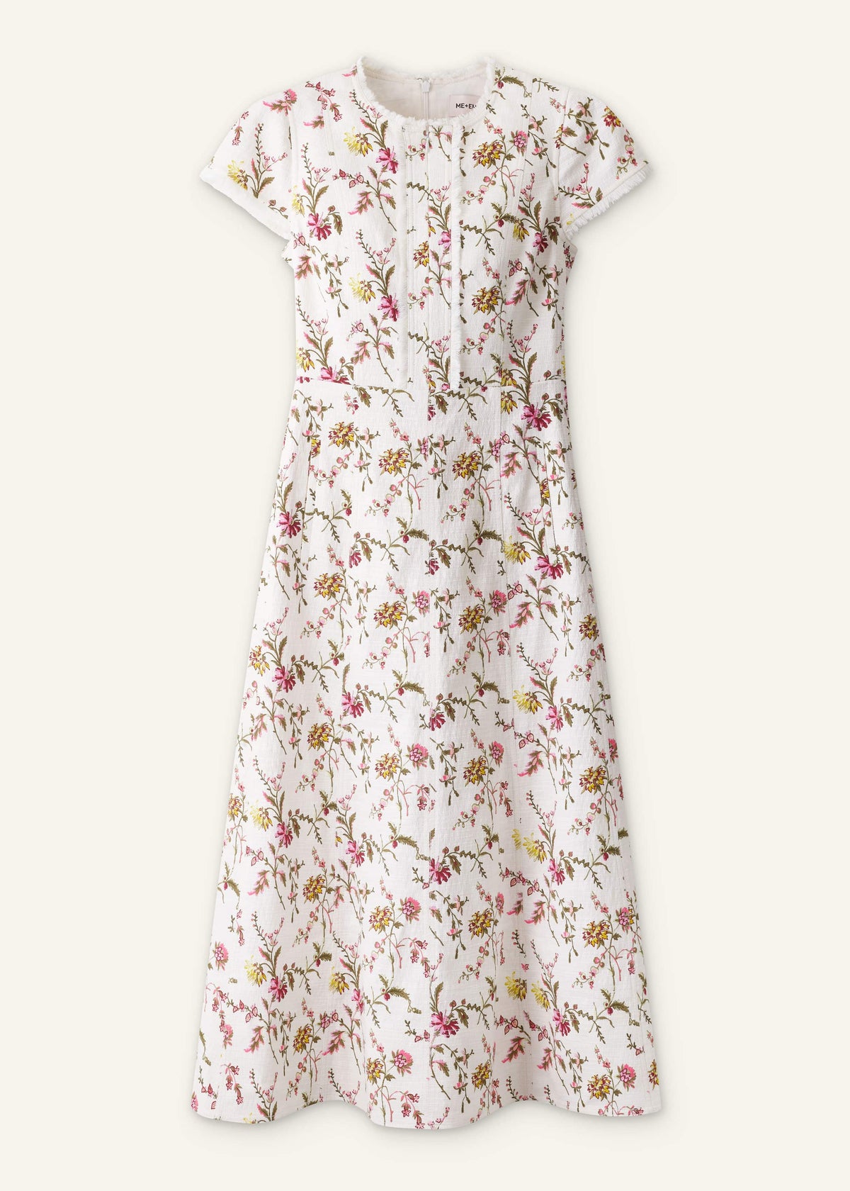 ME+EM Clothing Cream Wild Spring Floral Print Fit + Flare Midi Dress