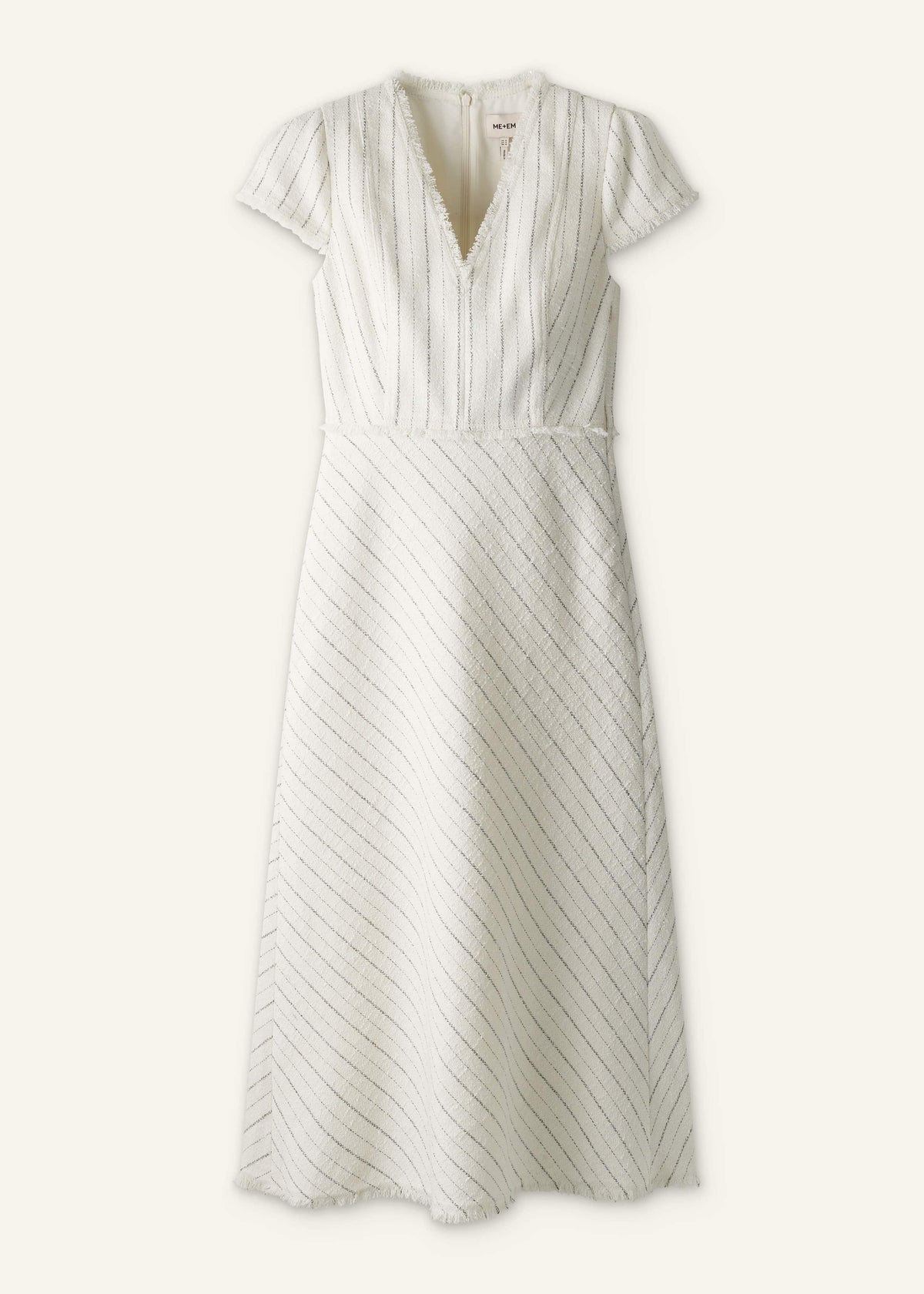ME+EM Clothing Ivory Striped Fit + Flare Midi Dress