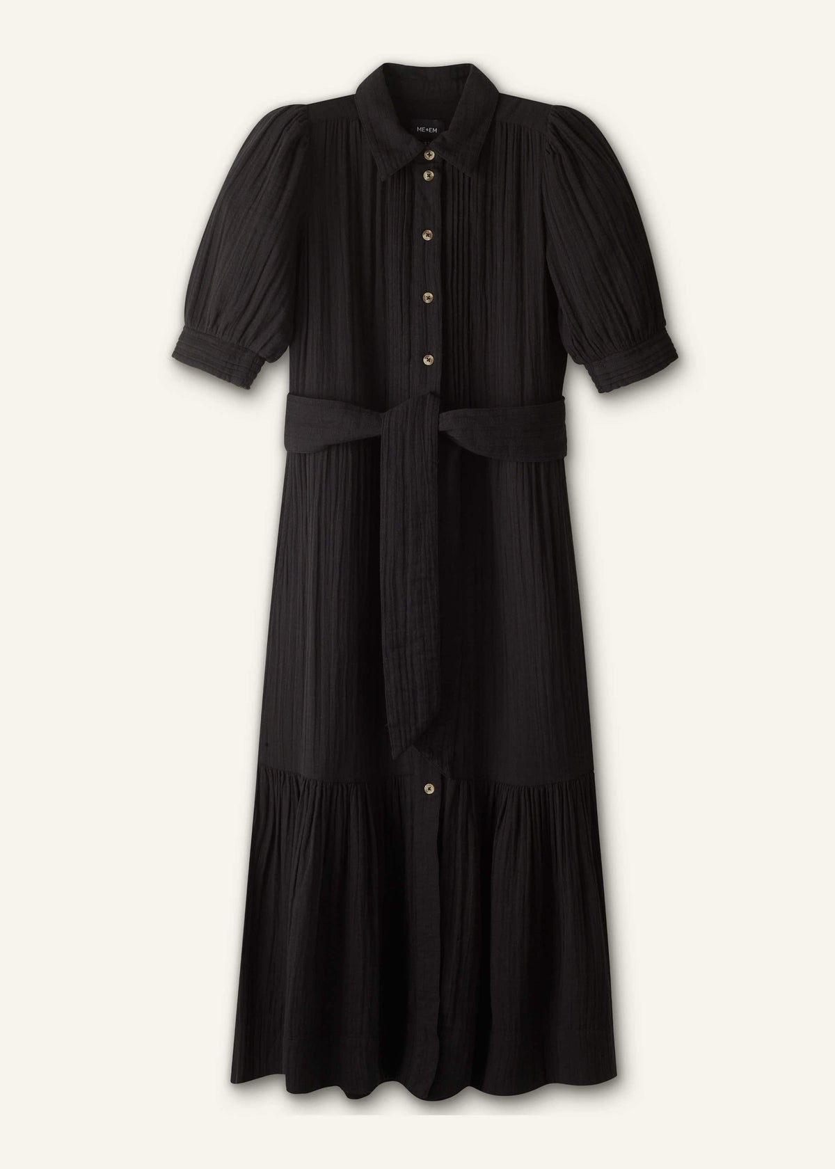 ME+EM Clothing Black Cheesecloth Midi Shirt