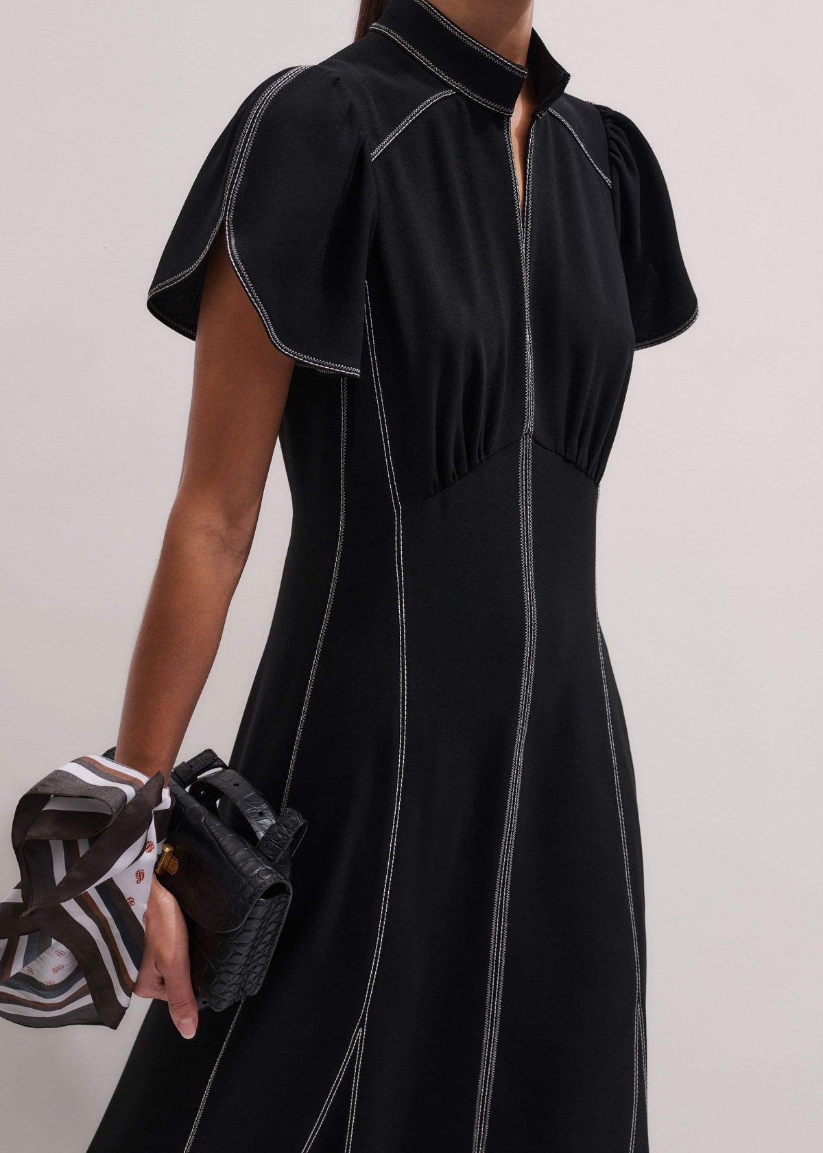 ME+EM Clothing Black Contrast Stitch Midi Dress