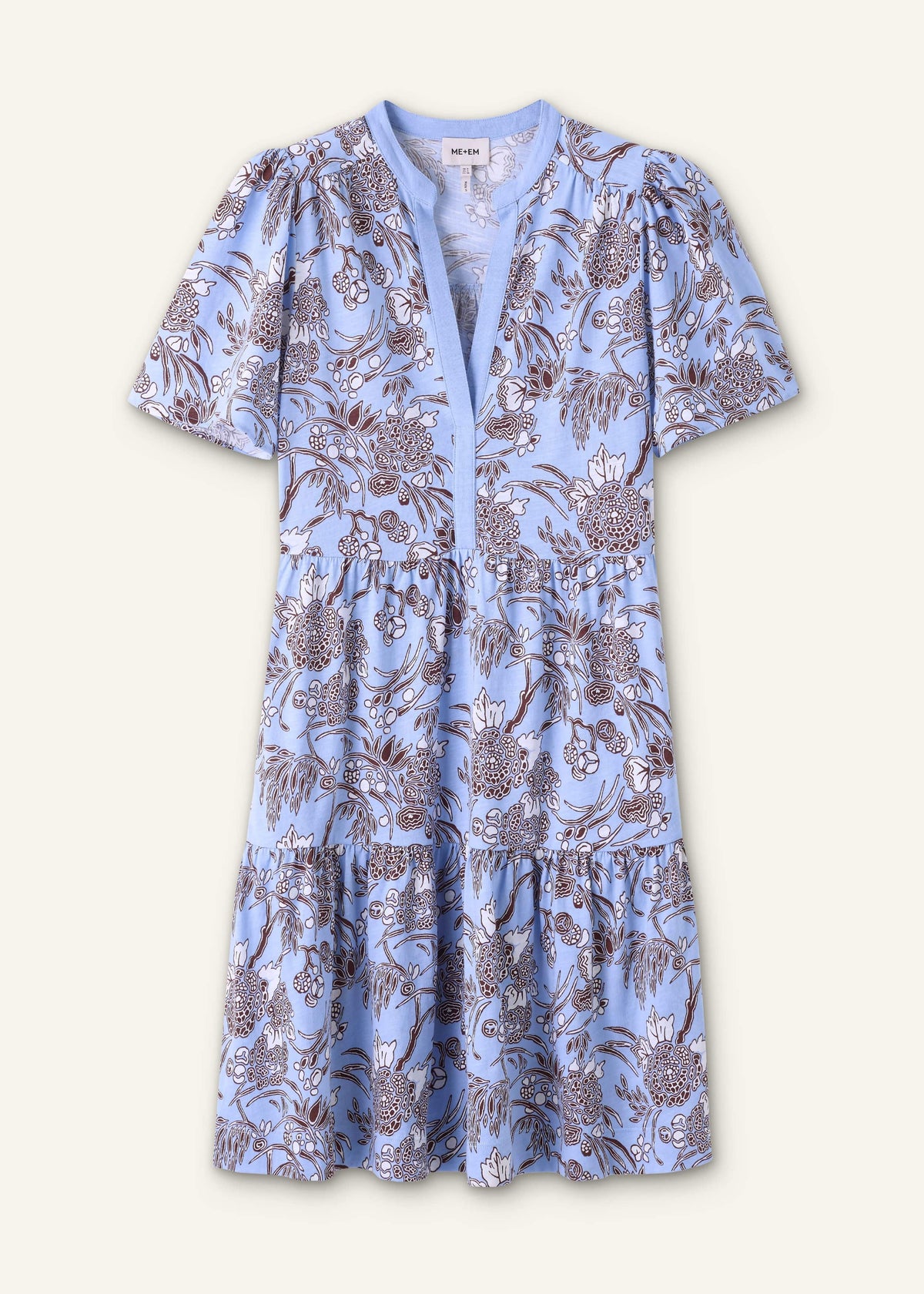 ME+EM Clothing Blue Printed Tiered Short Dress