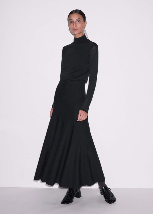 ME+EM Clothing Black High Neck Knit Maxi Dress + Layering Top
