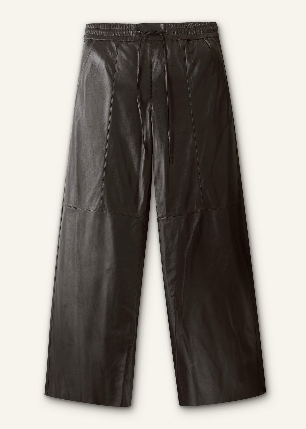 ME+EM Clothing Warm Black Leather Wide-Leg Track Pant