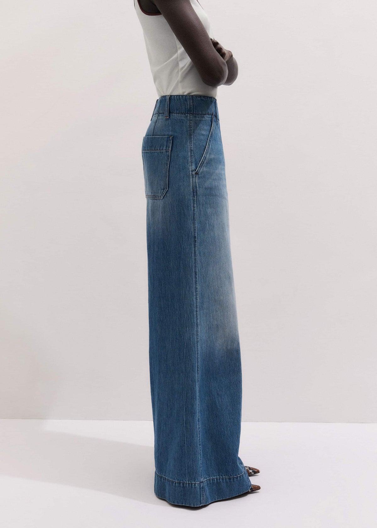 ME+EM Clothing Mid-Blue High Waist Wide Jean