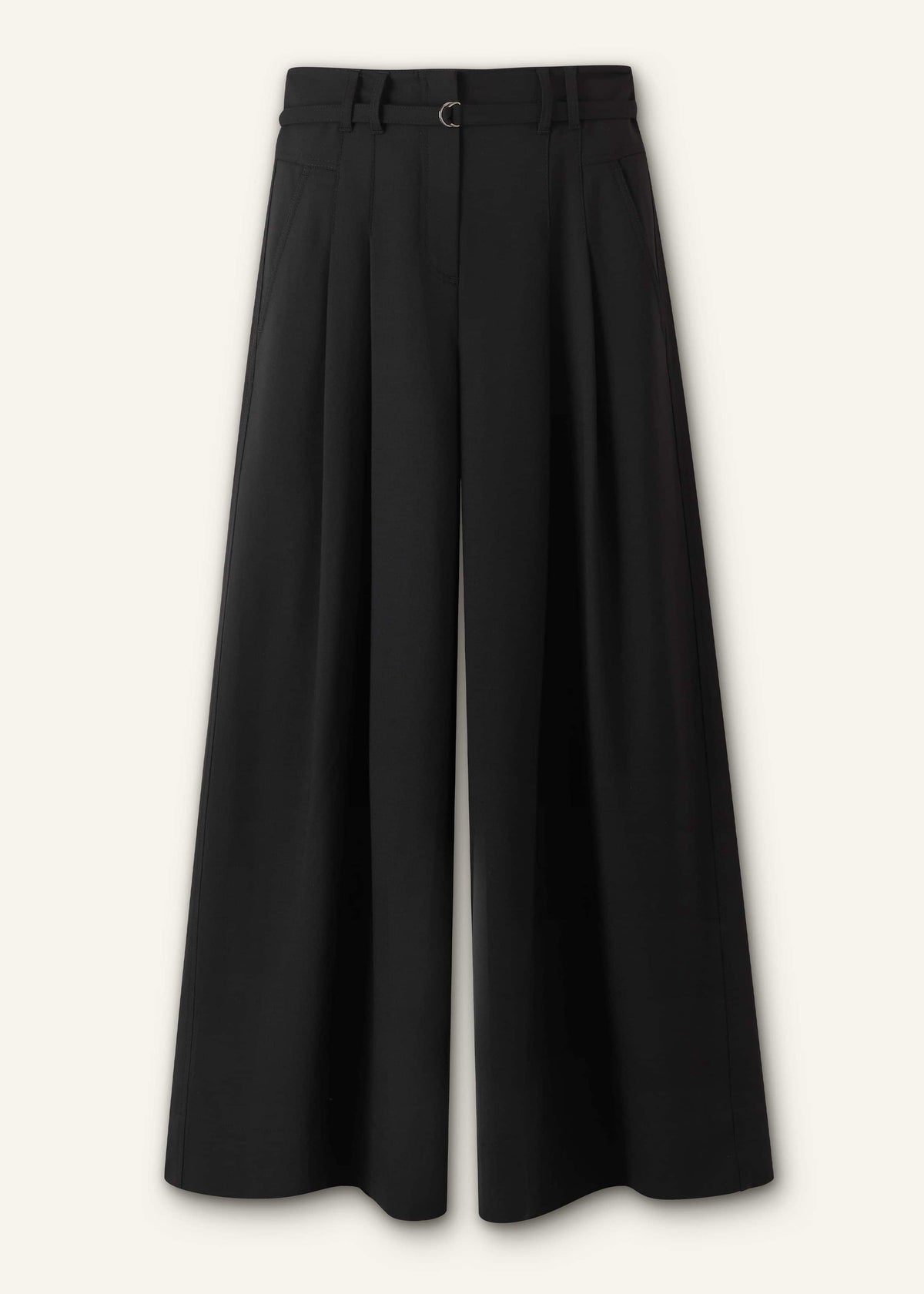 ME+EM Clothing Black Wool Ultra Wide-Leg Pleat Pant
