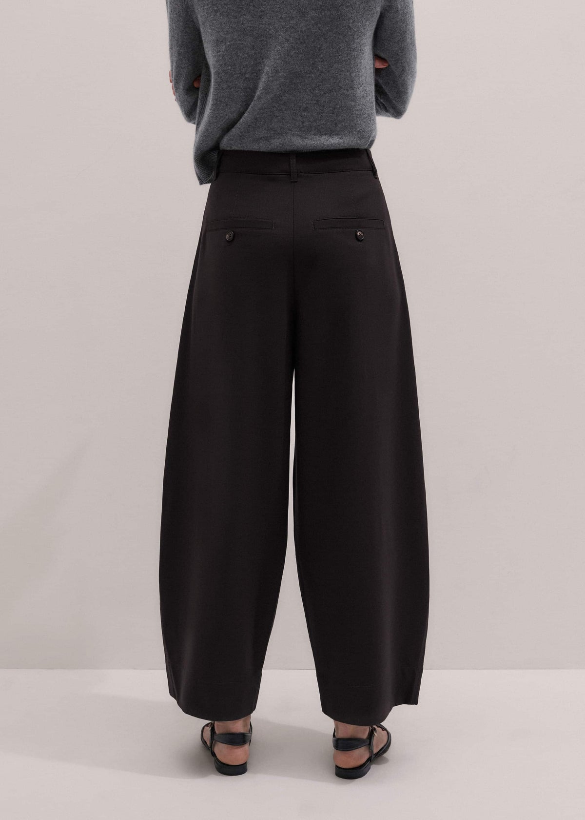 ME+EM Clothing Brown Barrel-Leg Pant