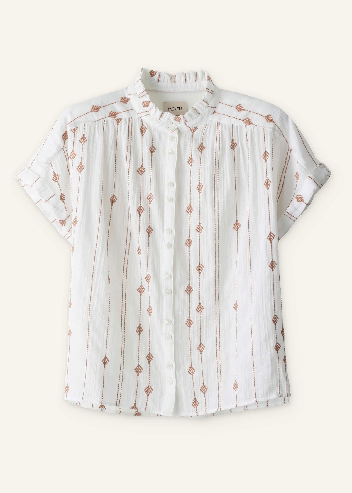 ME+EM Clothing White Turn-Up Cuff Blouse