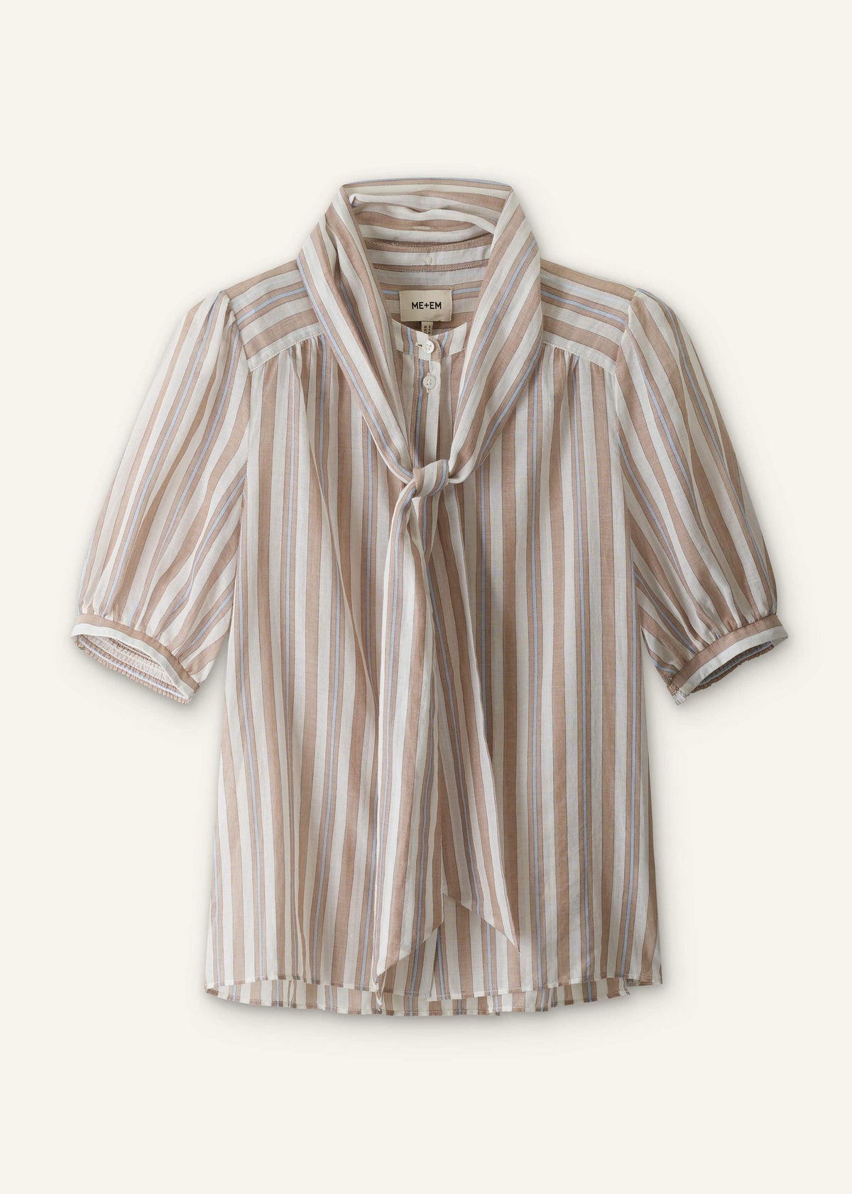 ME+EM Clothing Brown Stripe Blouse + Tie