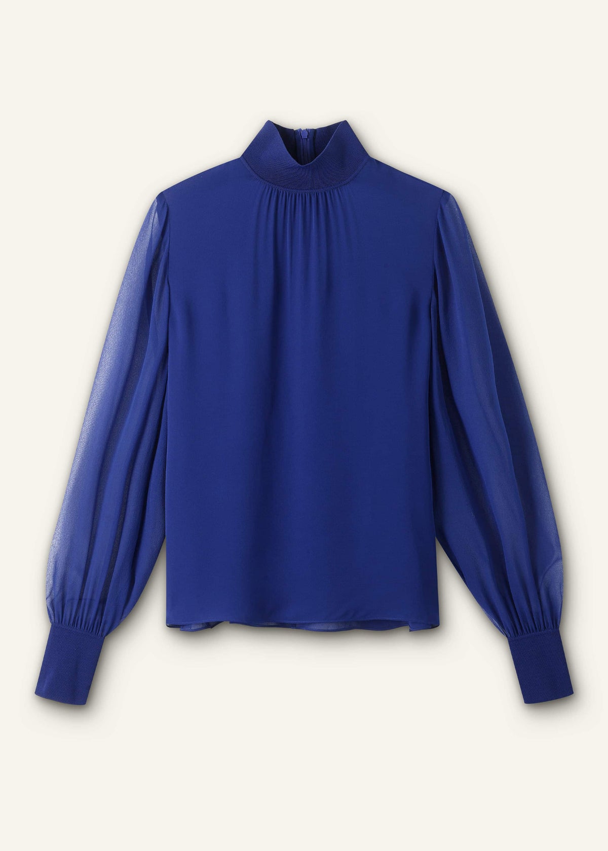 ME+EM Clothing Blue Silk Chic Rib Straight Blouse