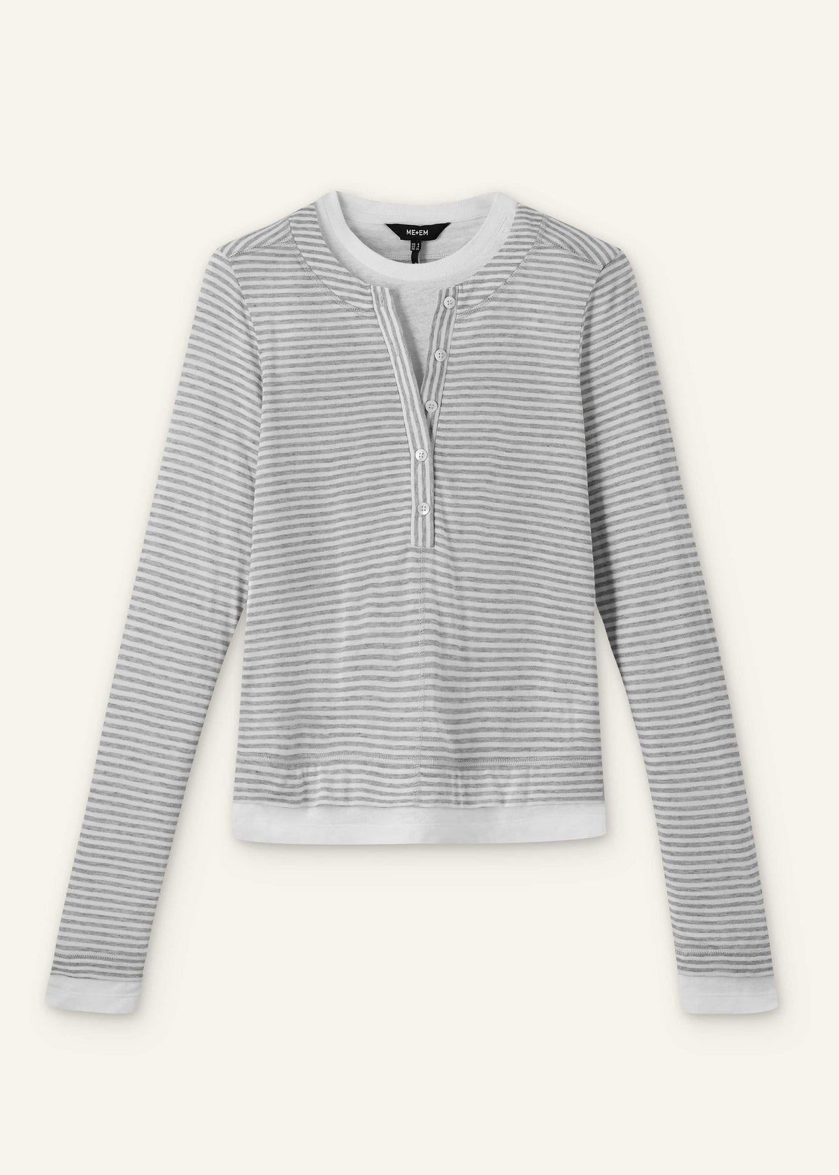 ME+EM Clothing Gray Double-Layer Look Long Sleeve Top