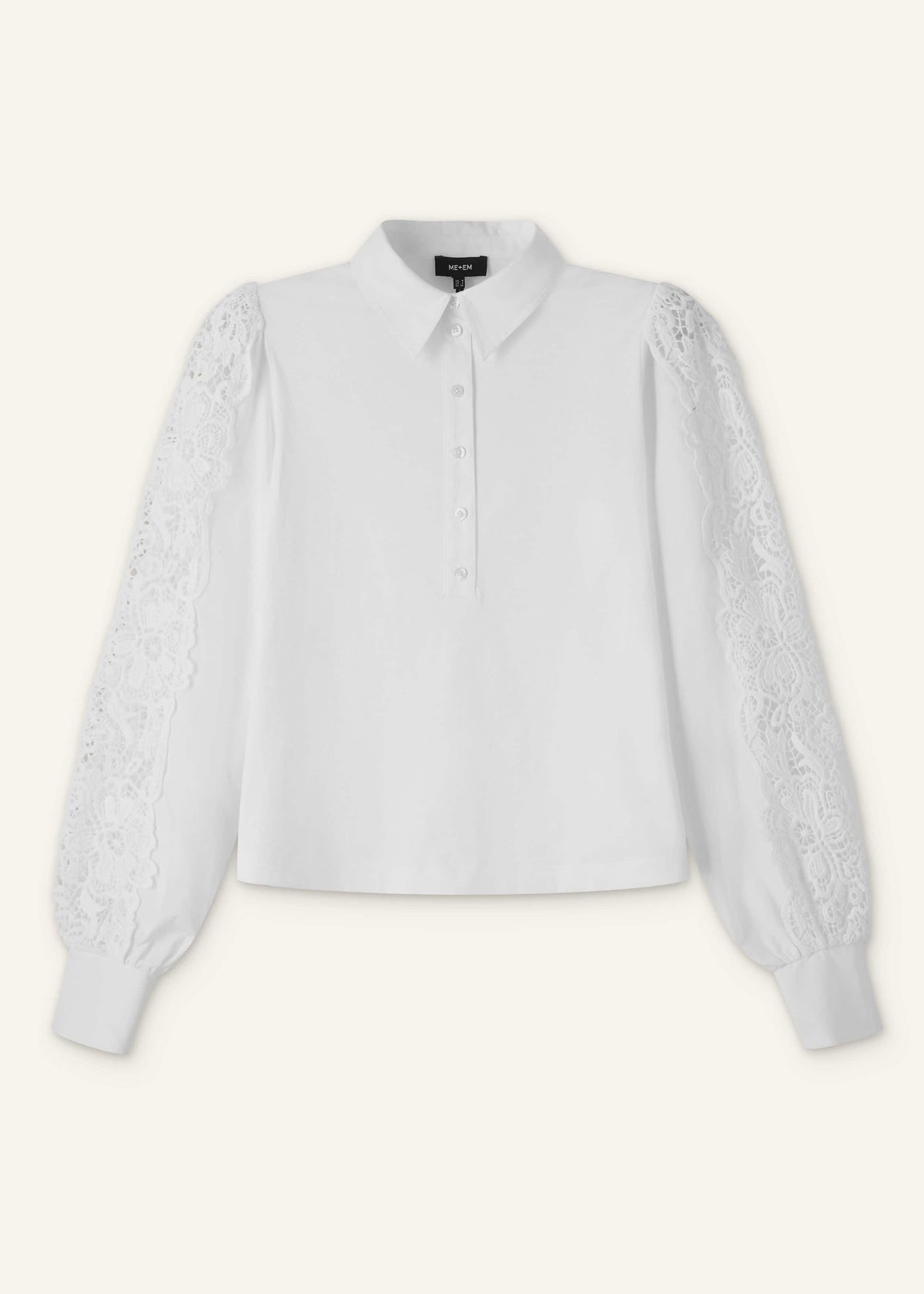 ME+EM Clothing White Lace + Poplin Layering Shirt