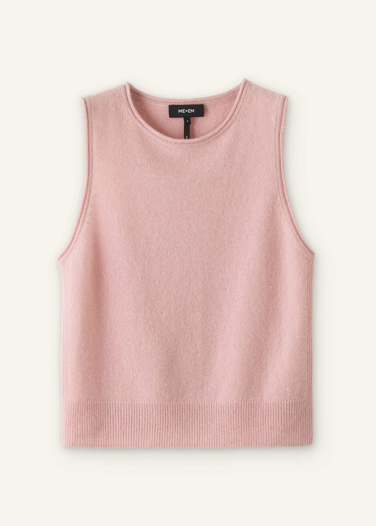 ME+EM Clothing Pink Cashmere Roll Trim Knit Sweater Vest