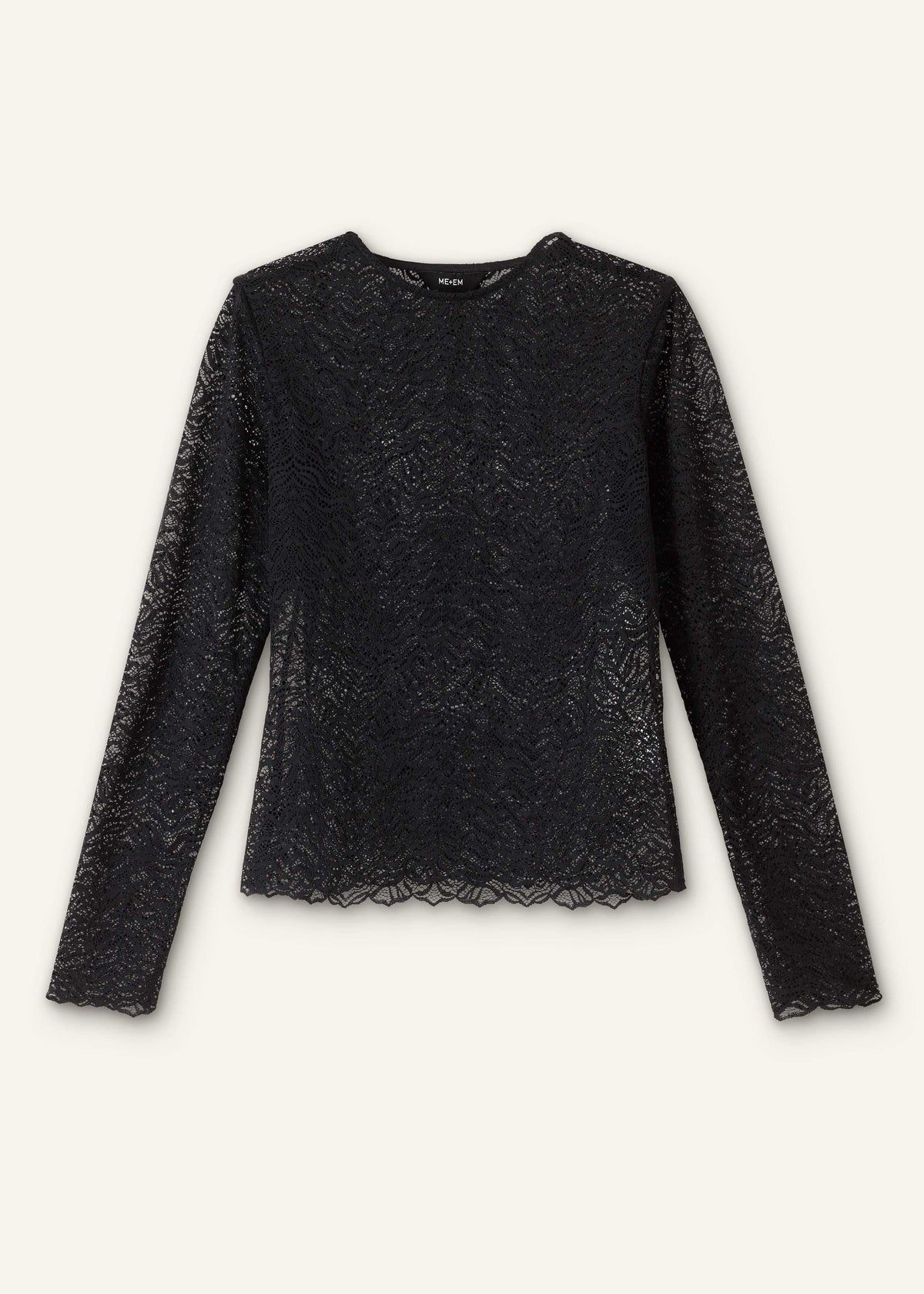 ME+EM Clothing Black Lace Crew Neck Top