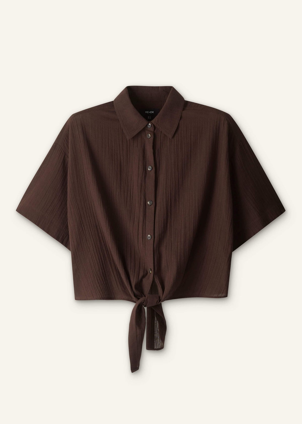 ME+EM Clothing Brown Tie Front Beach Shirt