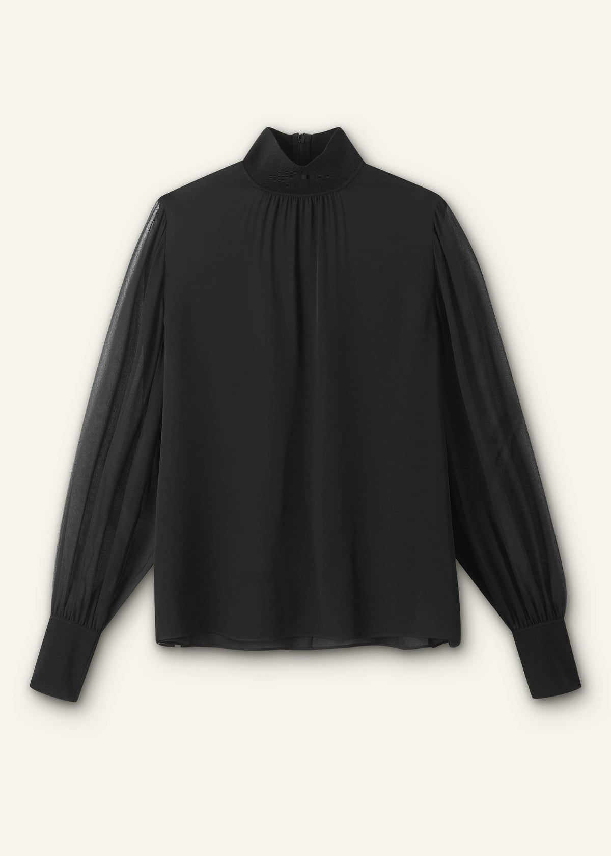 ME+EM Clothing Black Silk Chic Rib Straight Blouse