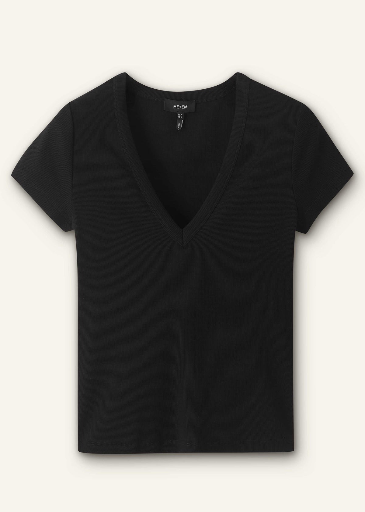 ME+EM Clothing Black Ultimate Fitted Rib V-Neck Tee