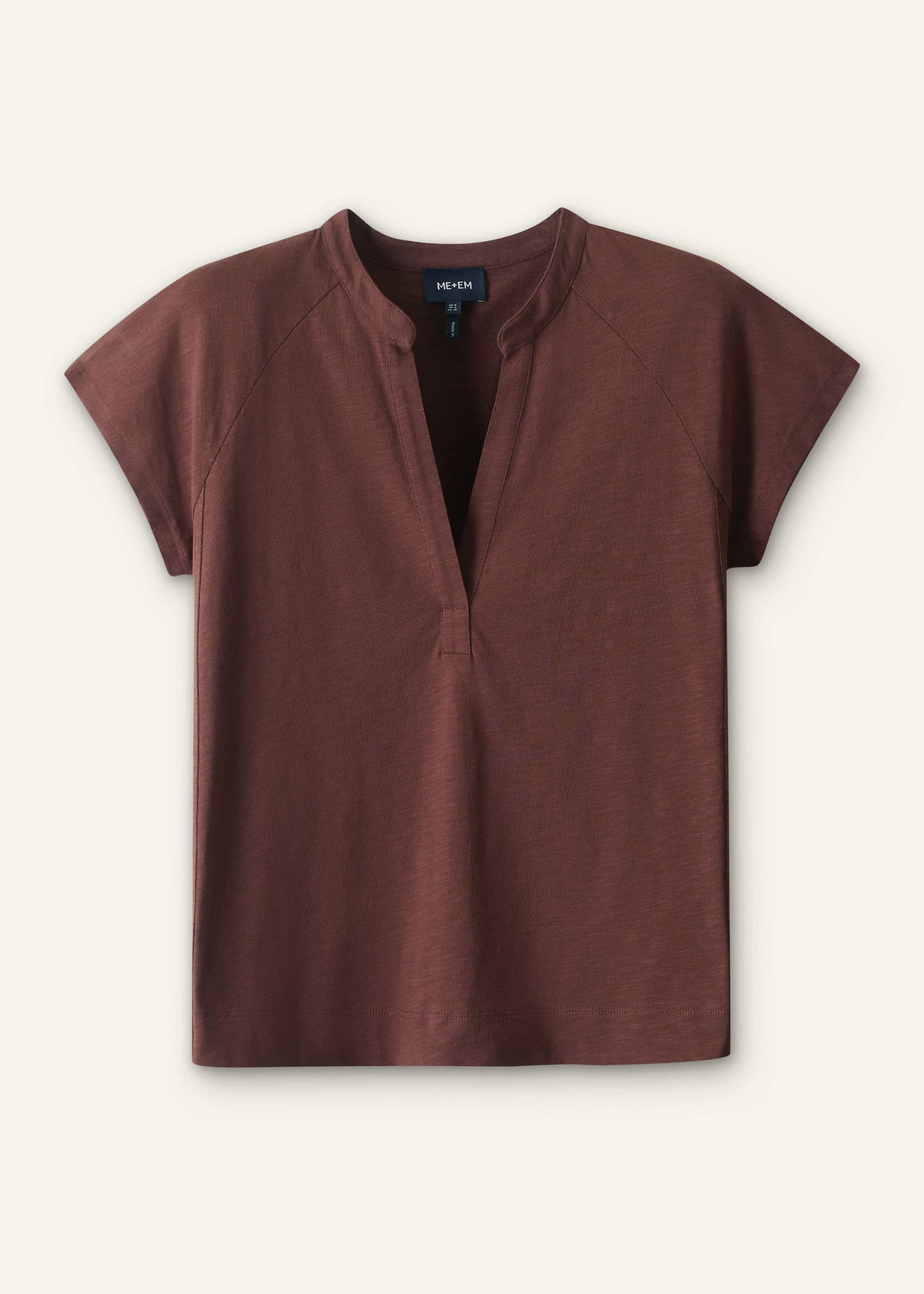 ME+EM Clothing Cinnamon Open Placket V-Neck Swing Top