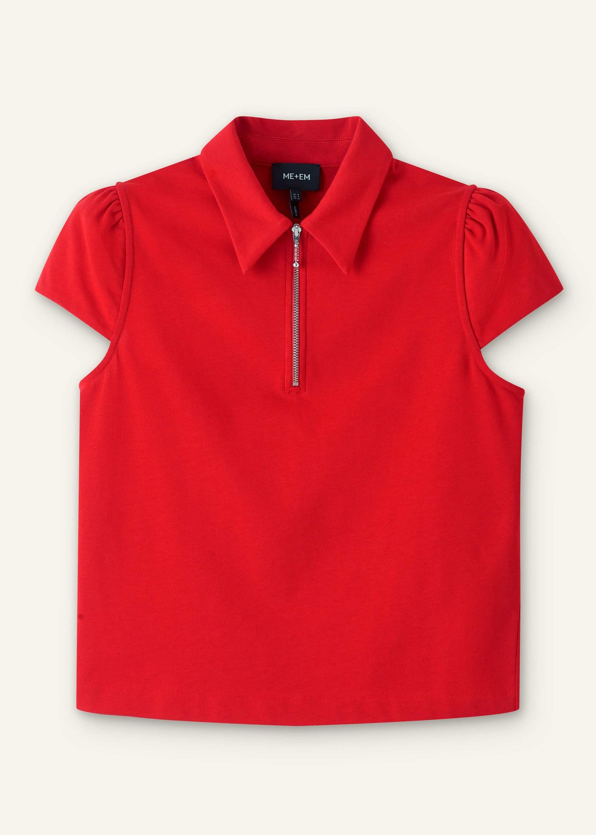 ME+EM Clothing Red Cap Sleeve Polo Top