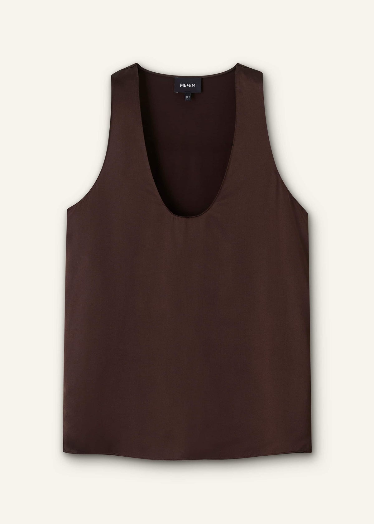 ME+EM Clothing Brown Silk Satin Fluid Evening Tank