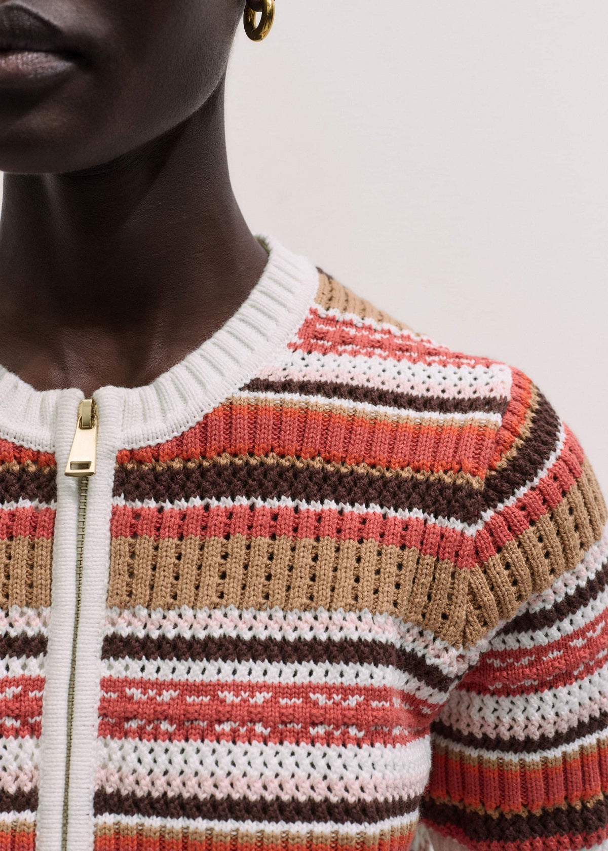 ME+EM Clothing Cinnamon Brown Double Zip Knit Tee