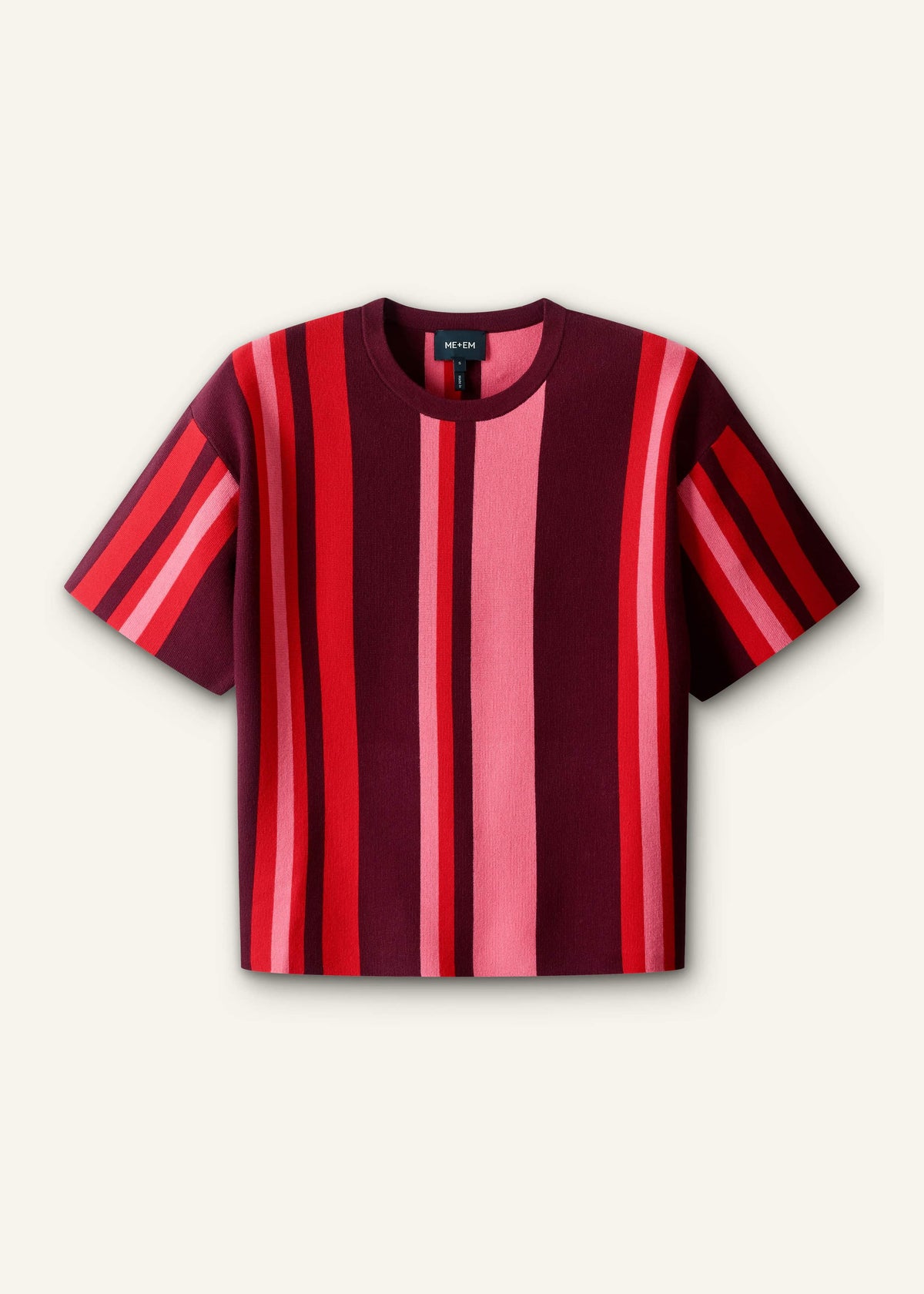 ME+EM Clothing Pink Milano Stripe Relaxed Knit Tee