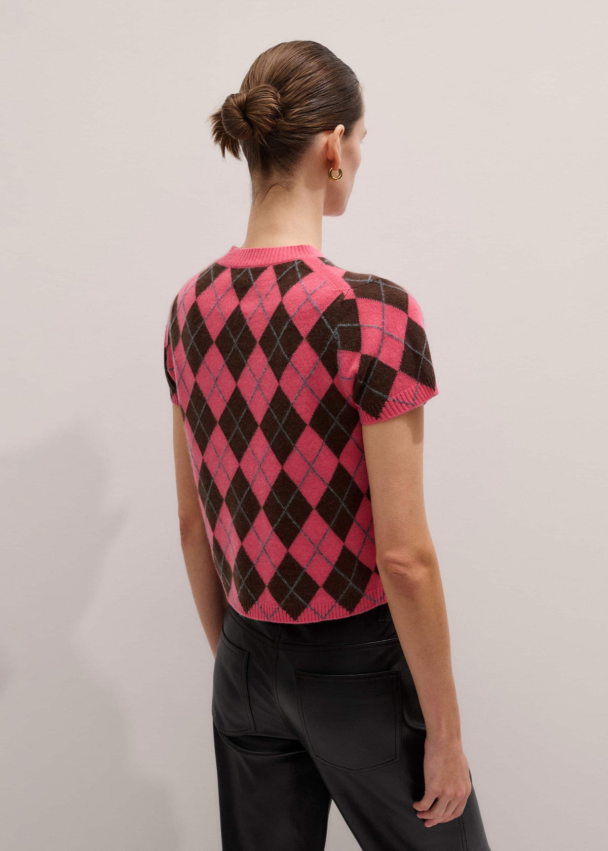 ME+EM Clothing Pink Cashmere Argyle Knit Baby Tee