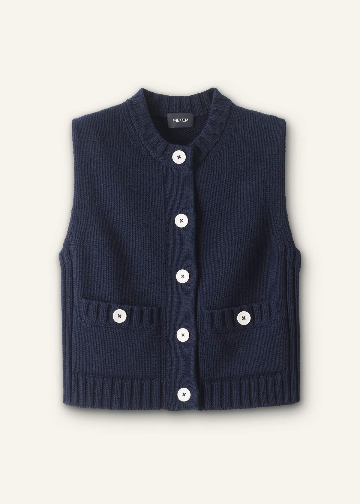 ME+EM Clothing Navy Straight Crop Vest