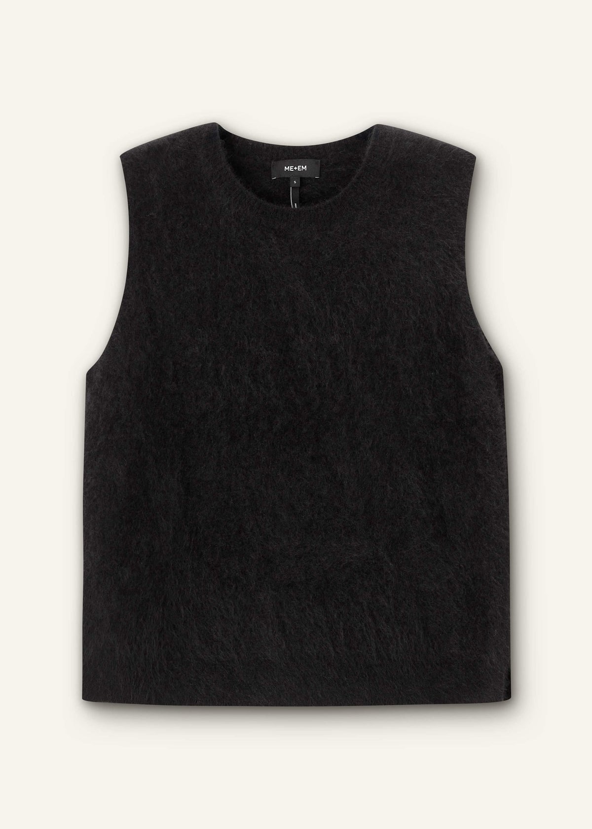 ME+EM Clothing Black Brushed Cashmere Straight Sweater Vest