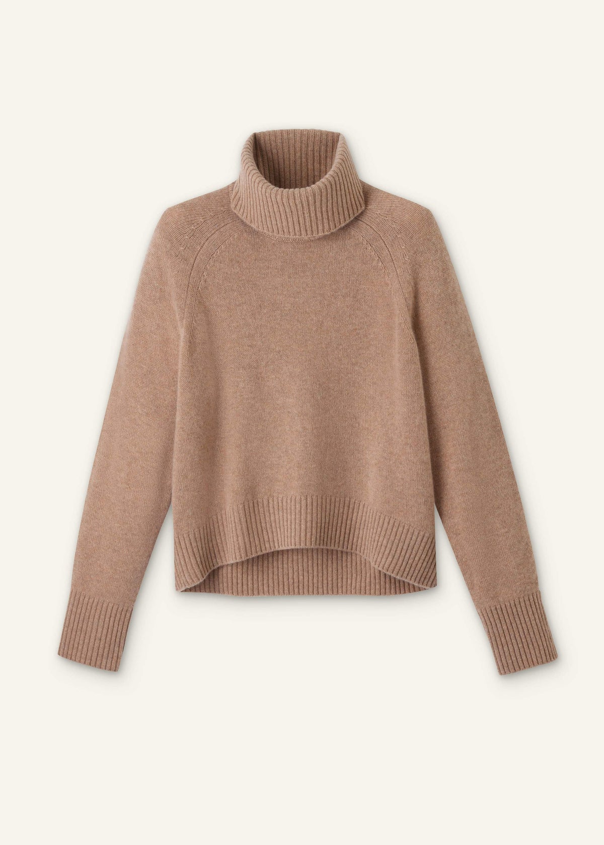 ME+EM Clothing Brown Cashmere Curved Hem Raglan Sweater + Snood