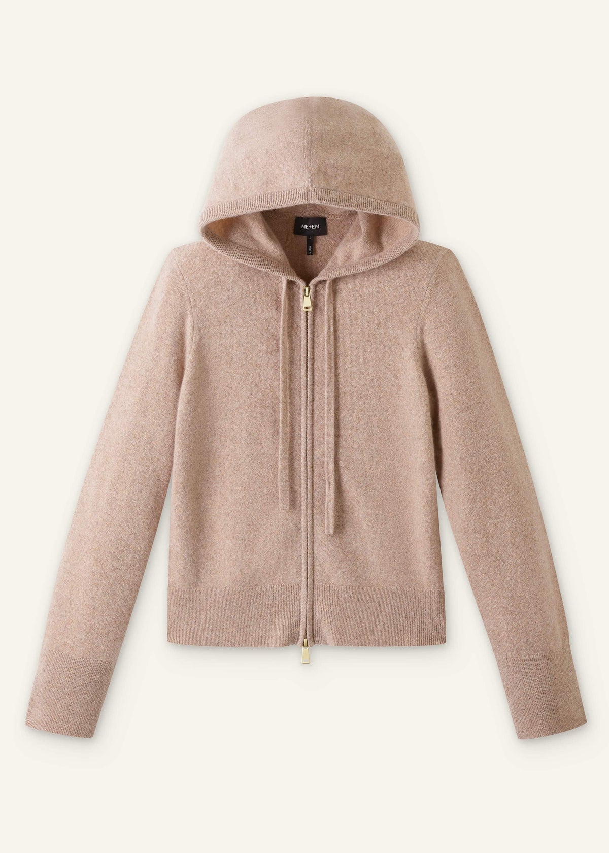 ME+EM Clothing Light Brown Cashmere Two-Way Zip Straight Hoodie