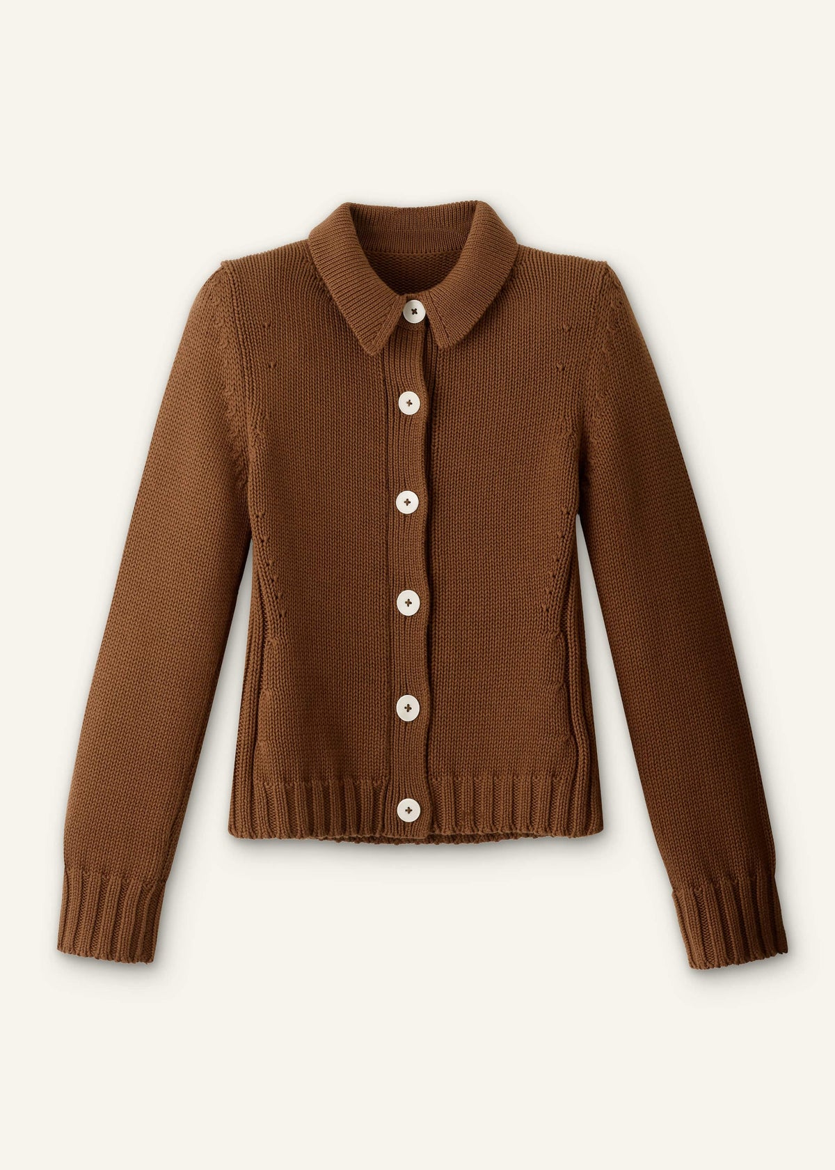 ME+EM Clothing Brown Slim Collared Cardigan