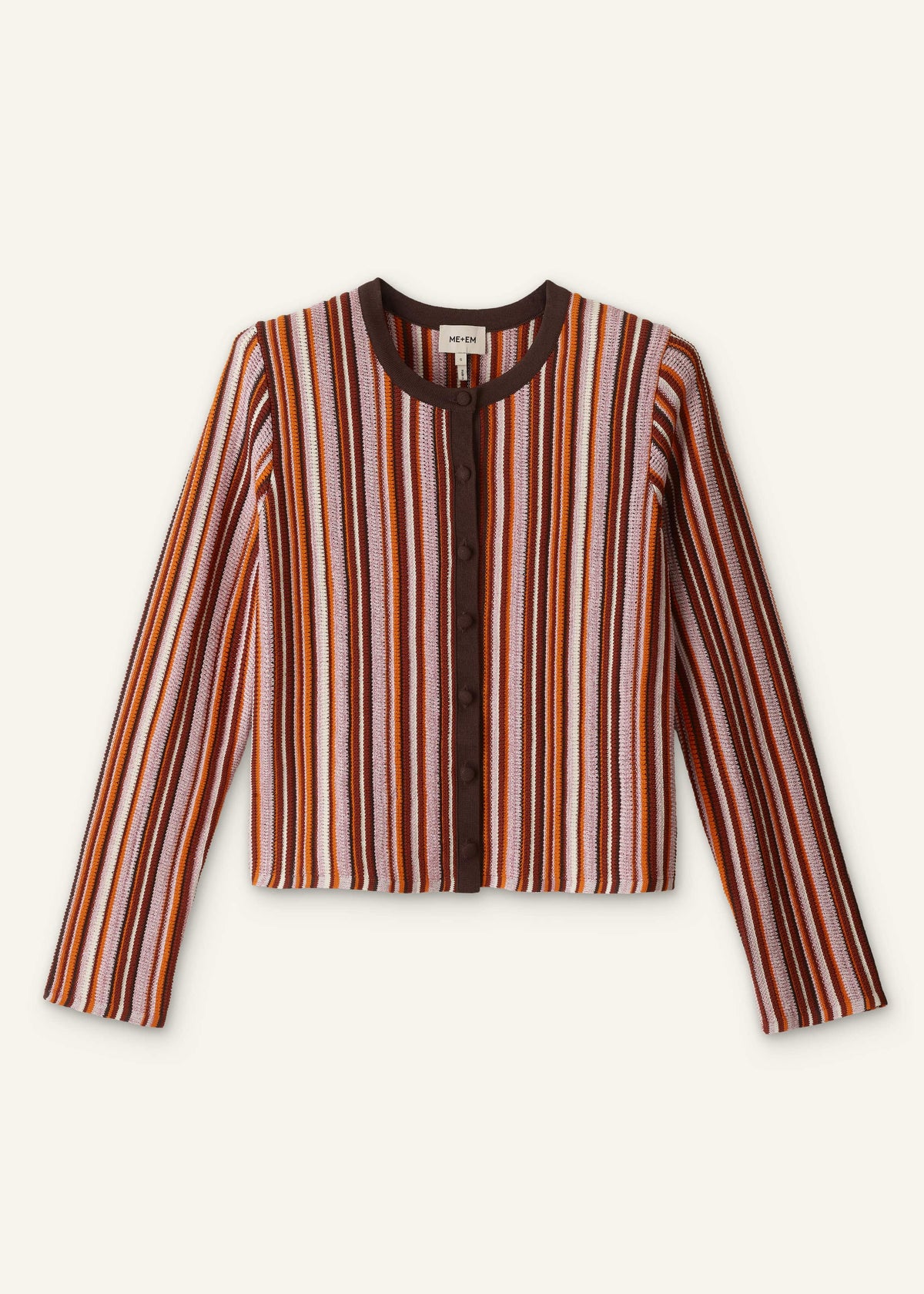 ME+EM Clothing Cinnamon Brown Metallic Stripe Cardigan
