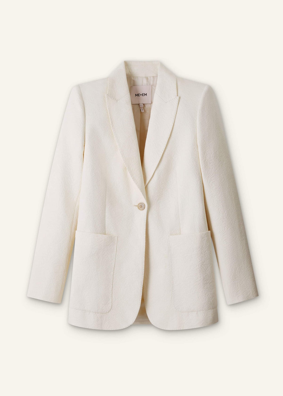 ME+EM Clothing Ivory Luxe Jacquard Sharp Shoulder Blazer