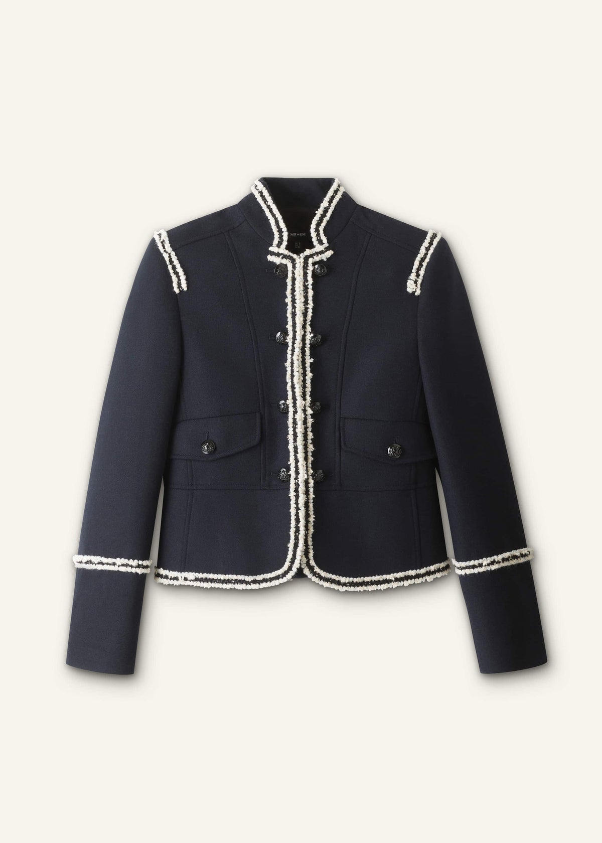 ME+EM Clothing Navy Bold Braid Short Fitted Jacket