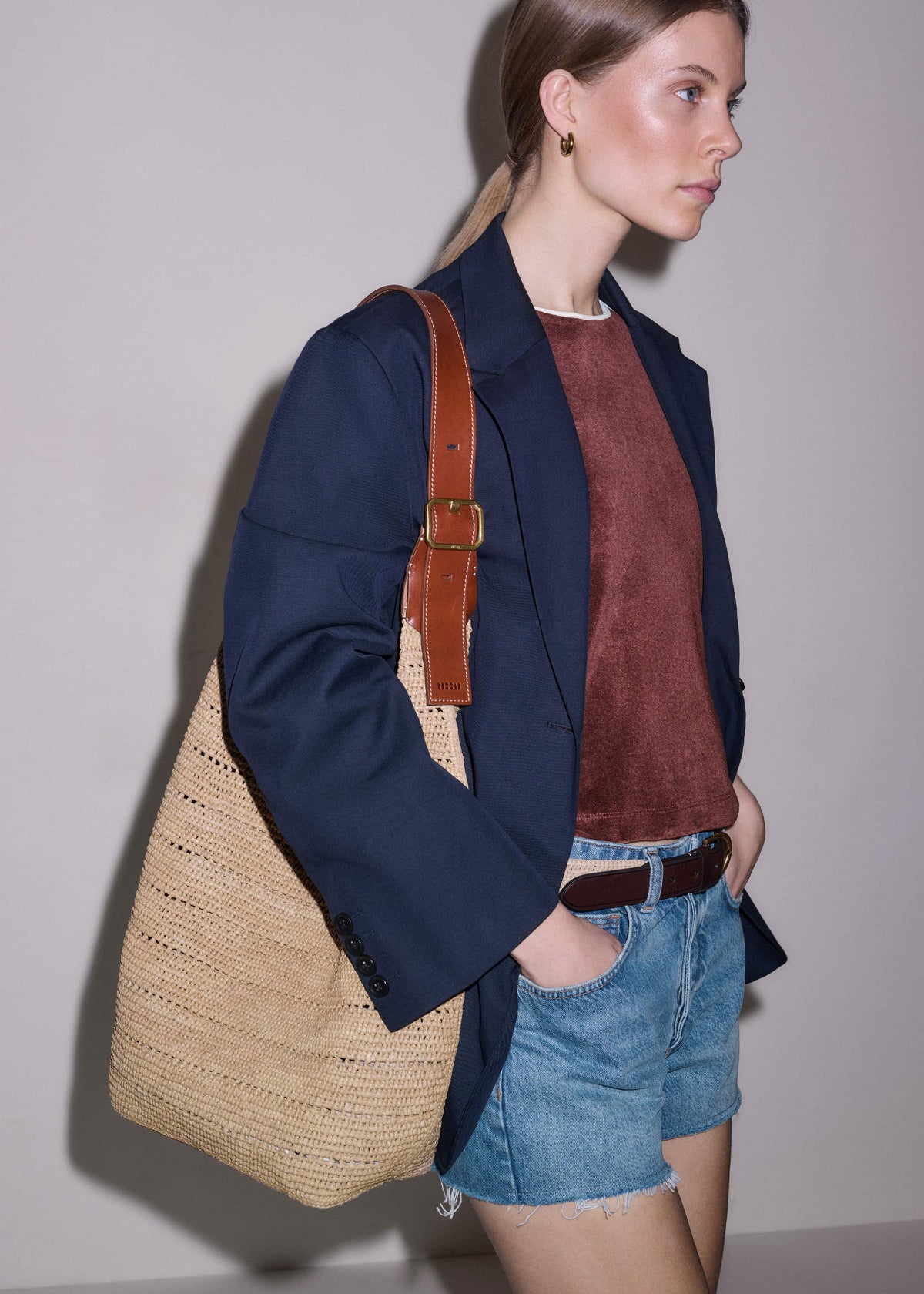 ME+EM Clothing Tan Raffia Carry All Summer Bag