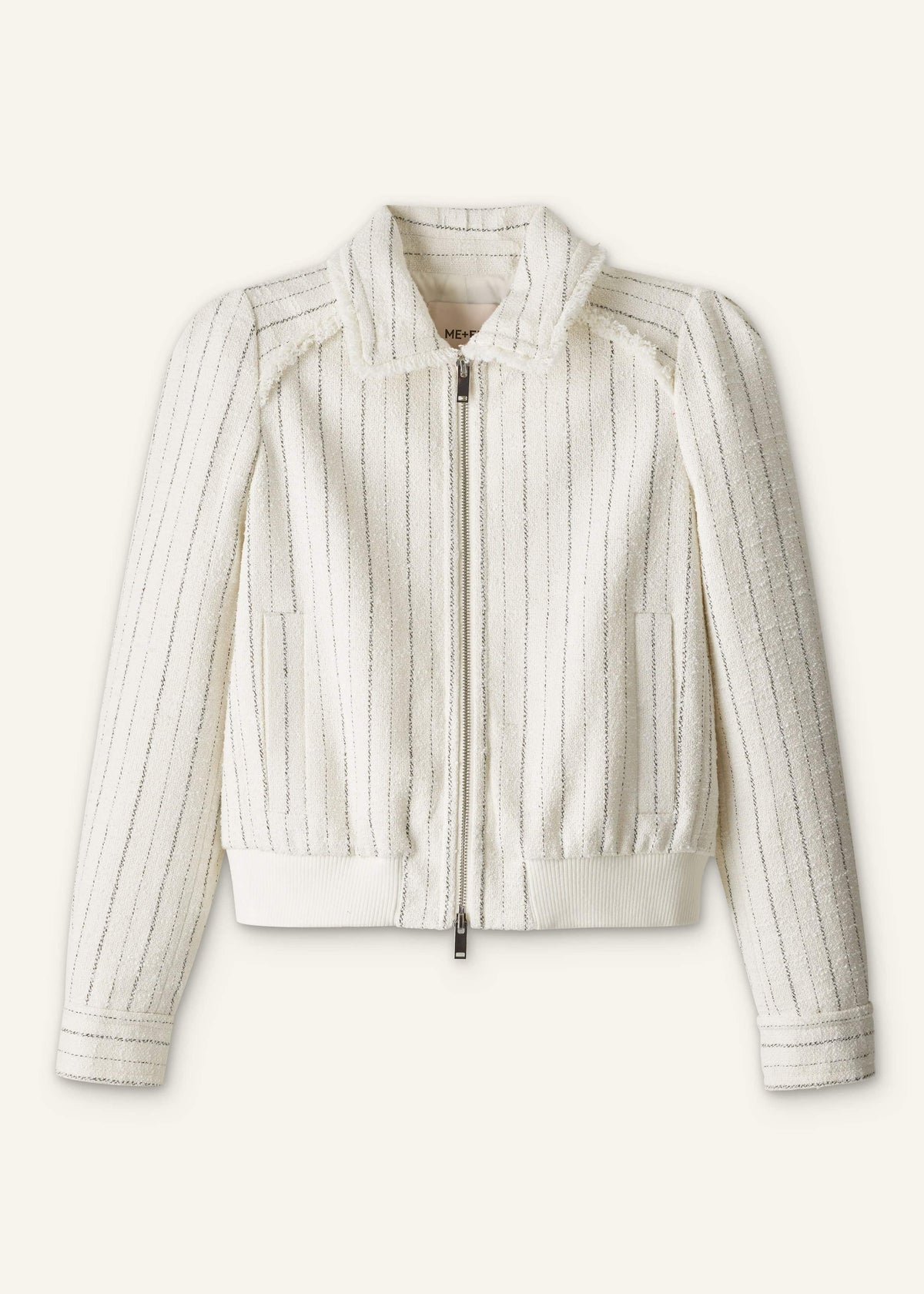 ME+EM Clothing Ivory Stripe Bomber Jacket