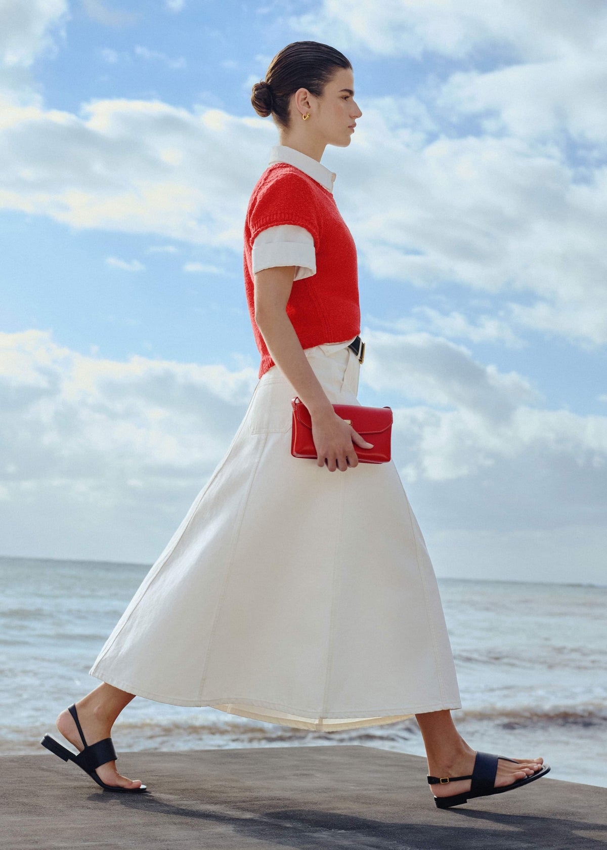 ME+EM Clothing White Panelled A-Line Maxi Skirt