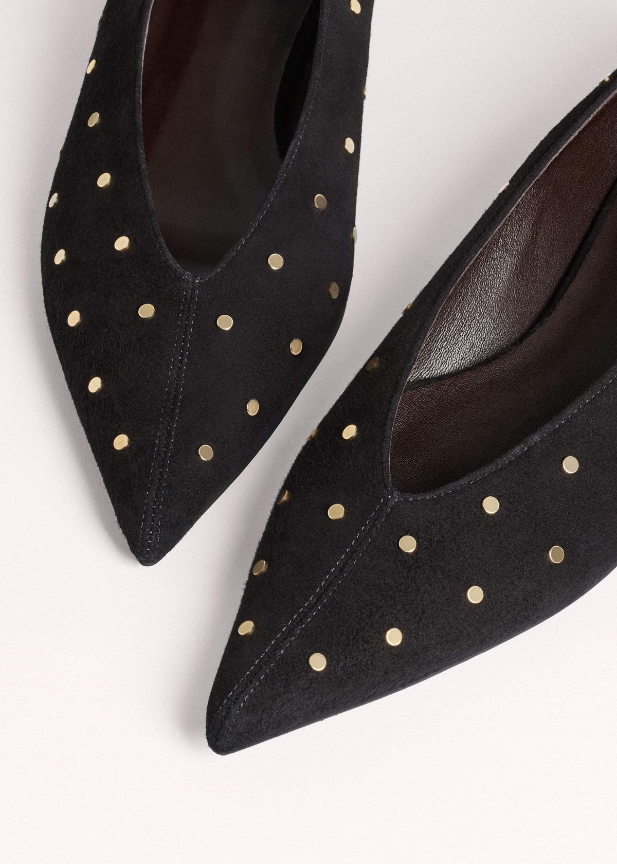 ME+EM Accessories Black Suede Stud Point Flat