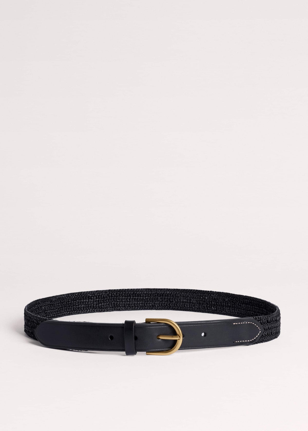 ME+EM Accessories Black Round Raffia Summer Belt