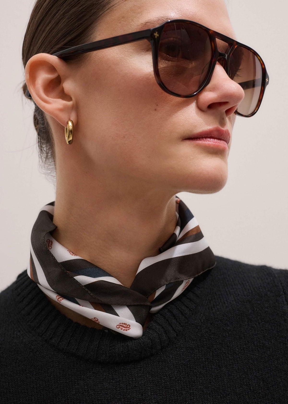 ME+EM Accessories Cream Spaced Paisley Print Silk Scarf