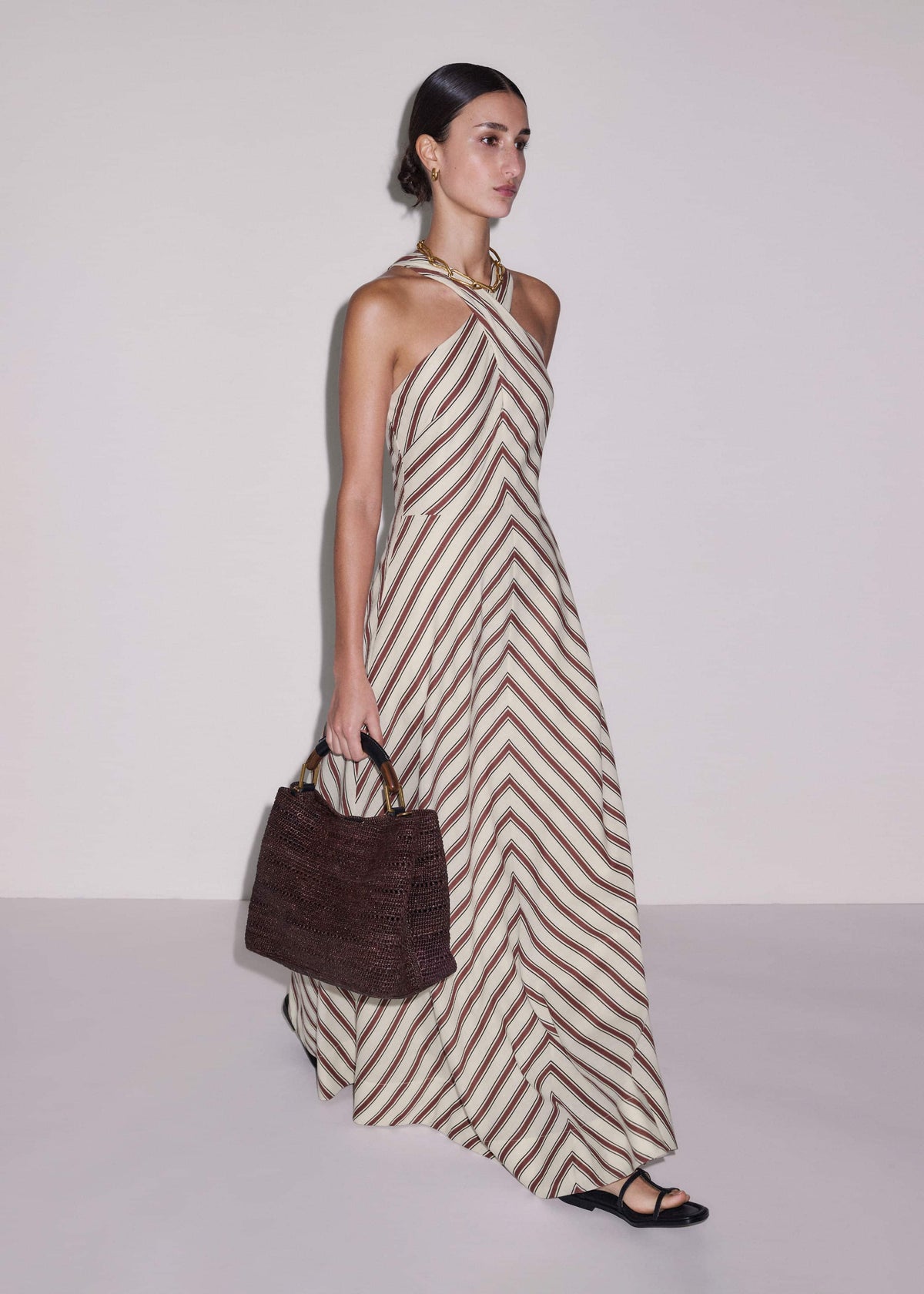 ME+EM Clothing Cream Crease-Less Linen Halterneck Maxi Dress