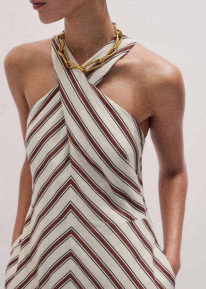 ME+EM Clothing Cream Crease-Less Linen Halterneck Maxi Dress