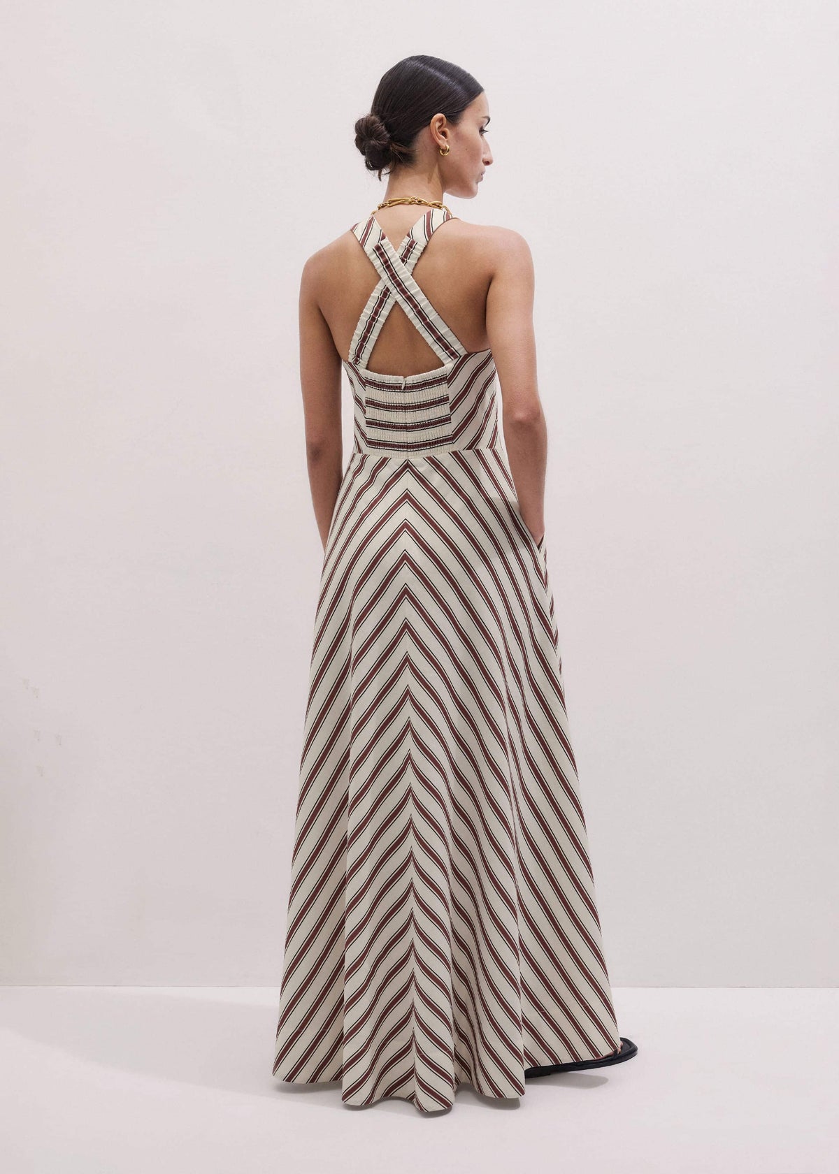 ME+EM Clothing Cream Crease-Less Linen Halterneck Maxi Dress