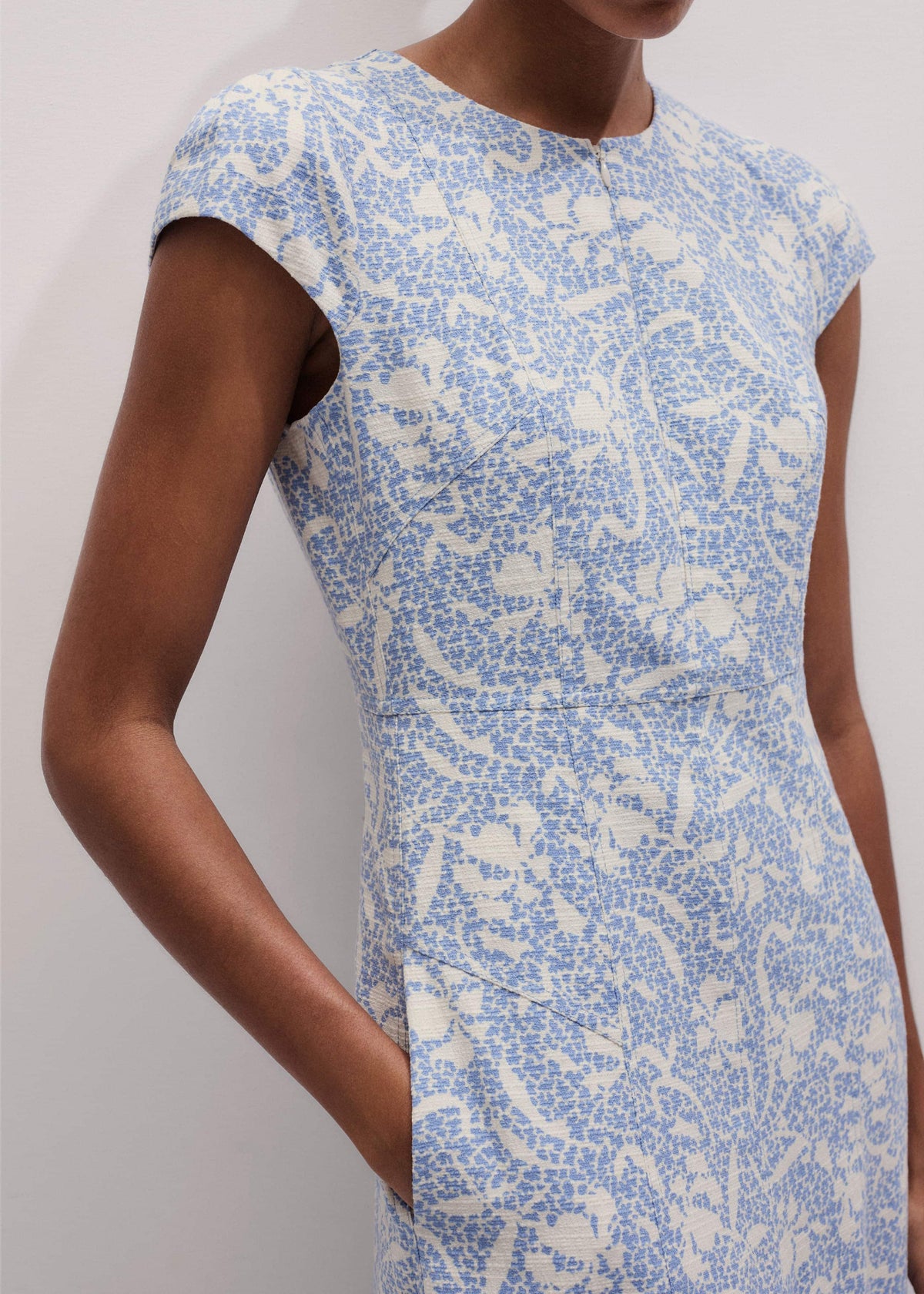 ME+EM Clothing Blue Speckled Bloom Print Fit+Flare Maxi Dress