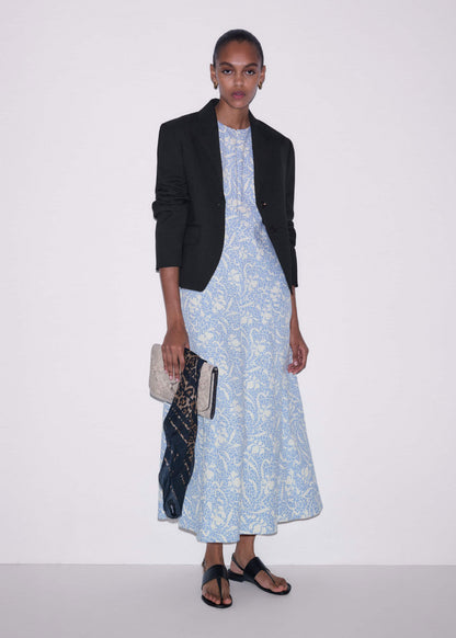 ME+EM Clothing Blue Speckled Bloom Print Fit+Flare Maxi Dress