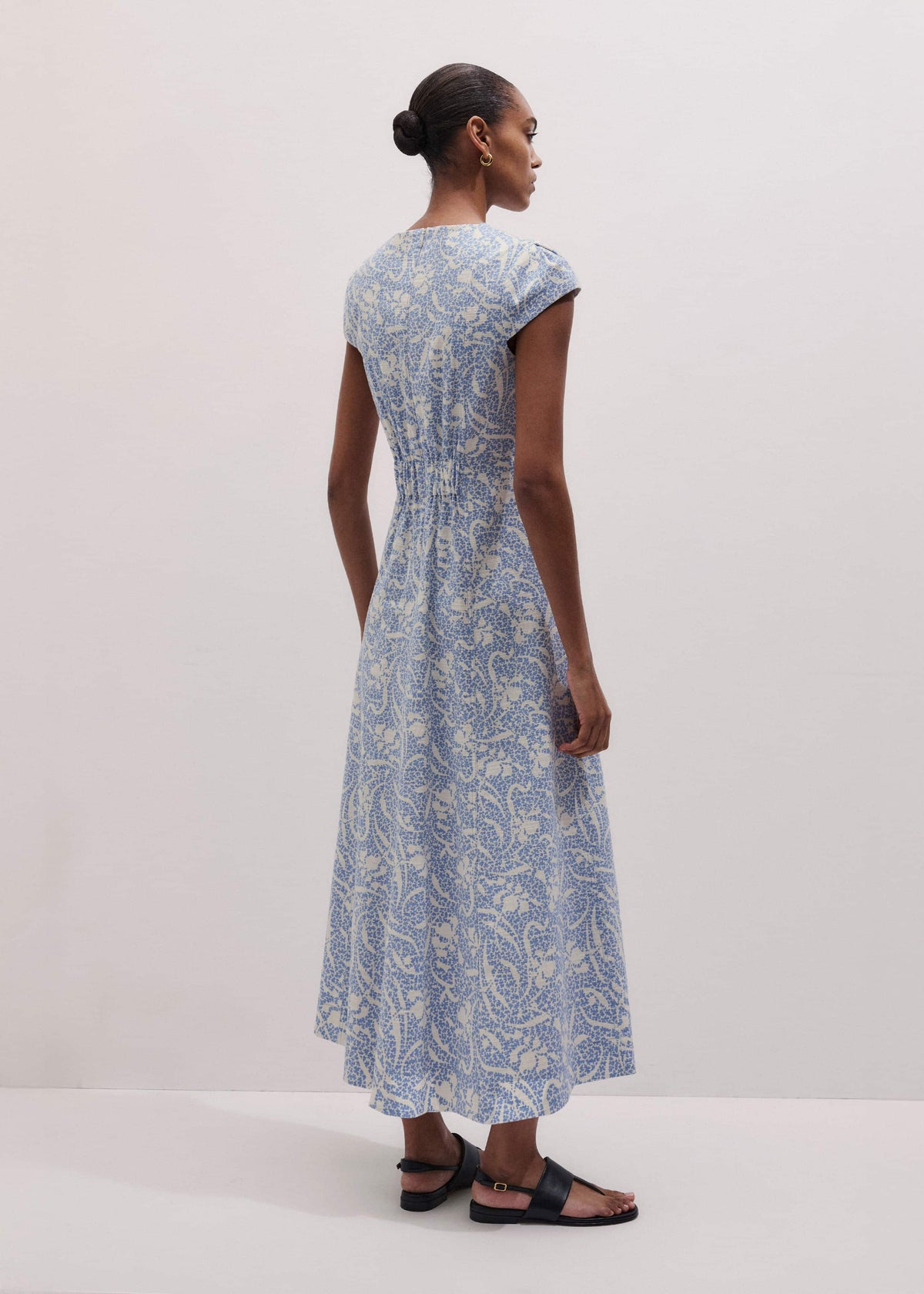 ME+EM Clothing Blue Speckled Bloom Print Fit+Flare Maxi Dress