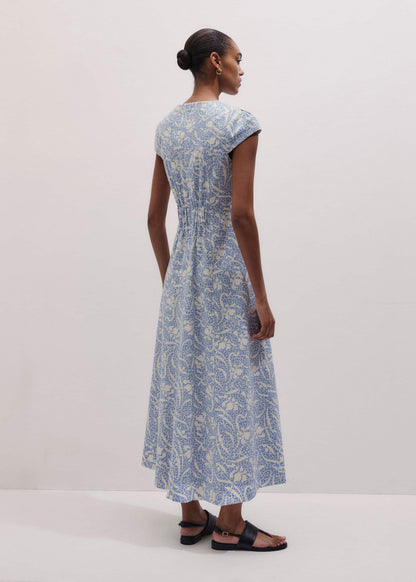 ME+EM Clothing Blue Speckled Bloom Print Fit+Flare Maxi Dress