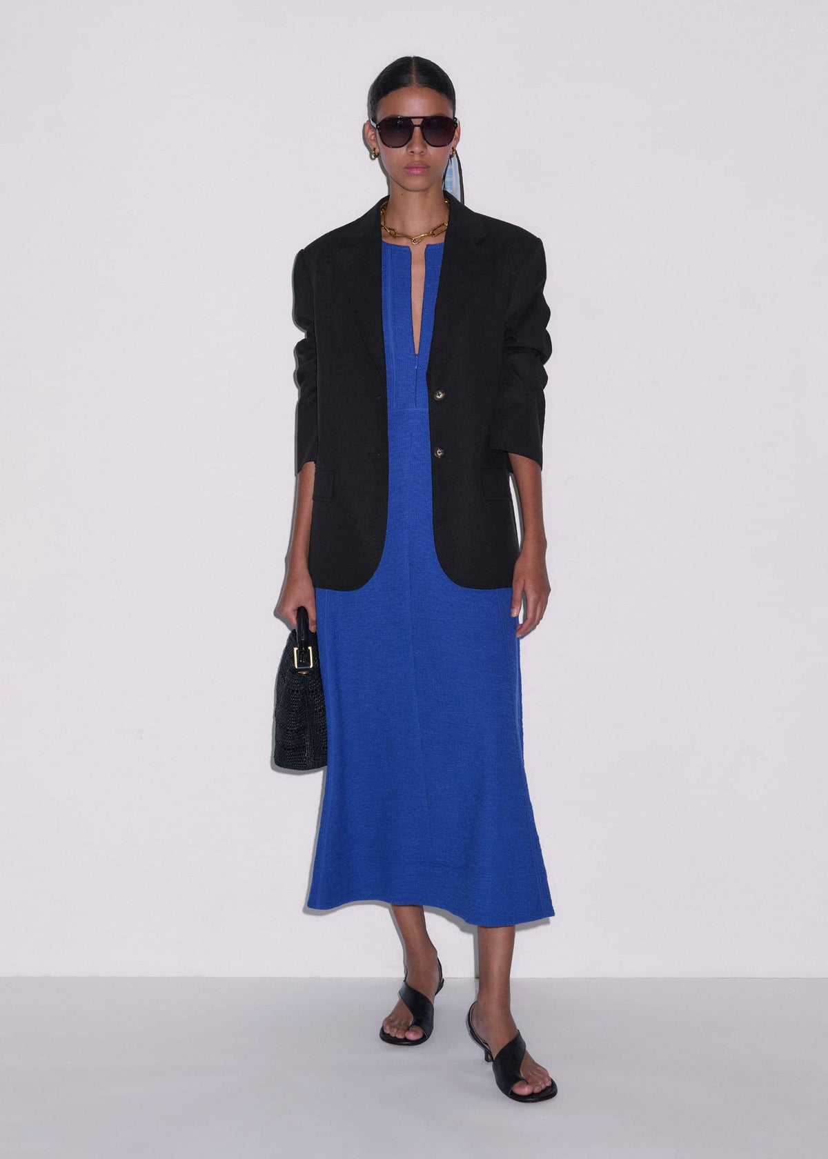 ME+EM Clothing Blue Fit + Flare Maxi Dress