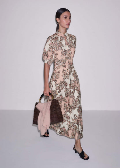 ME+EM Clothing Pink Paisley Print Fit + Flare Maxi Dress